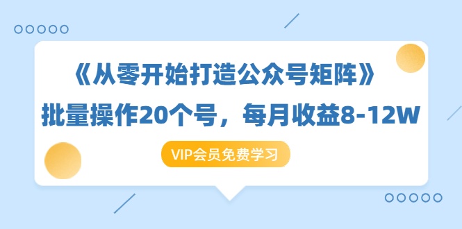 《从零开始打造公众号矩阵》批量操作20个号，每月收益大概8-12W（44节课）-锦年学吧