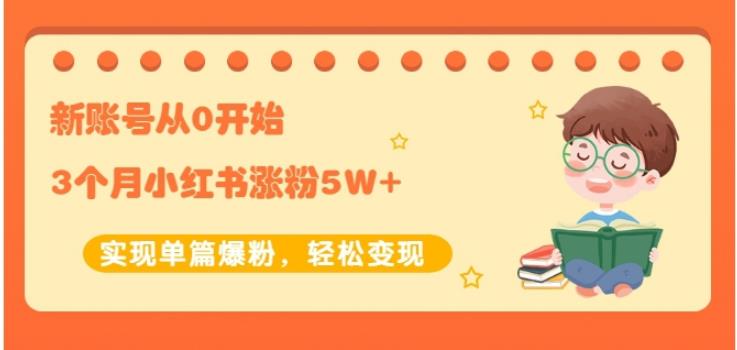 生财小红书涨粉变现：新账号从0开始3个月小红书涨粉5W+实现单篇爆粉-锦年学吧