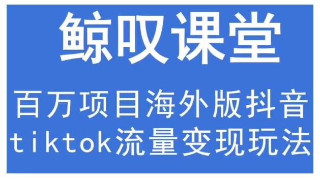 鲸叹号·海外TIKTOK训练营，百万项目海外版抖音tiktok流量变现玩法-锦年学吧