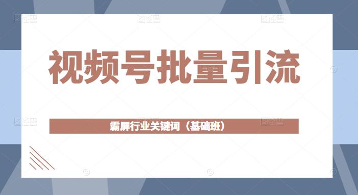 视频号批量引流，霸屏行业关键词（基础班）全面系统讲解视频号玩法-锦年学吧