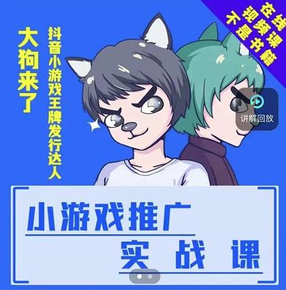 大狗来了：小游戏推广实战课，带你搭建一个游戏推广变现账号-锦年学吧