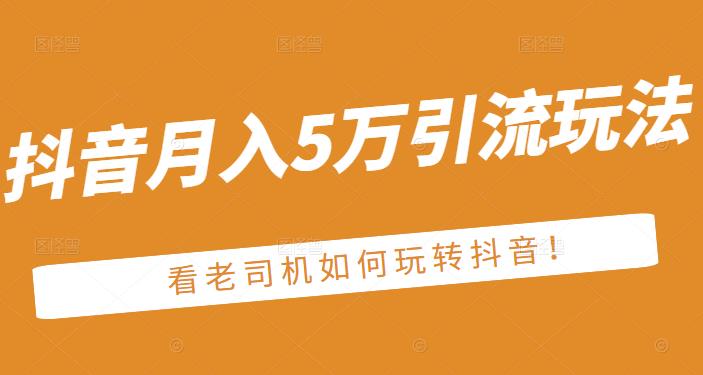 老古董·抖音月入5万引流玩法，看看老司机如何玩转抖音(附赠：抖音另类引流思路)-锦年学吧