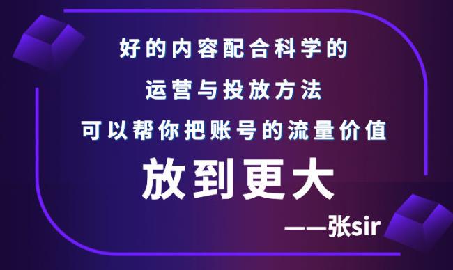 张sir账号流量增长课，告别海王流量，让你的流量更精准-锦年学吧