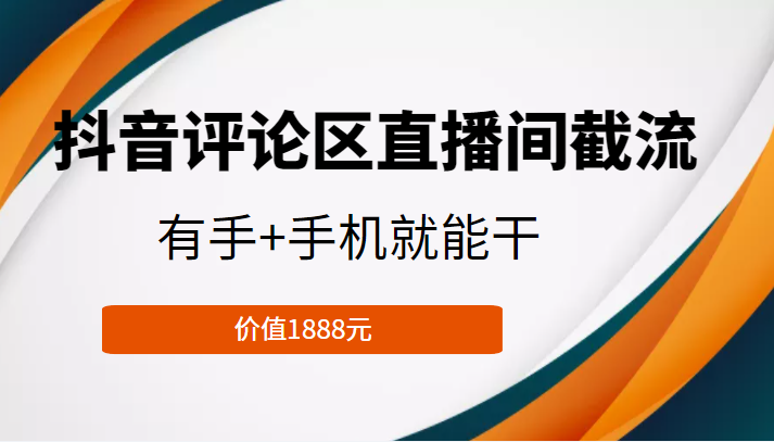 抖音评论区直播间截流，有手+手机就能干，门槛极低，模式可大量复制（价值1888元）-锦年学吧