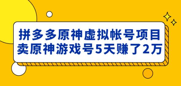 外面卖2980的拼多多原神虚拟帐号项目：卖原神游戏号5天赚了2万-锦年学吧