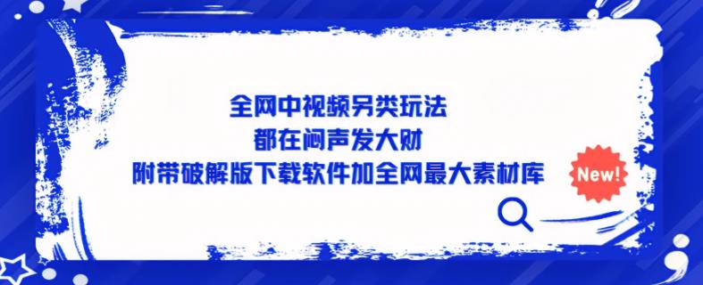 全网中视频另类玩法，都在闷声发大财，附带破解版下载软件加全网最大素材库-锦年学吧