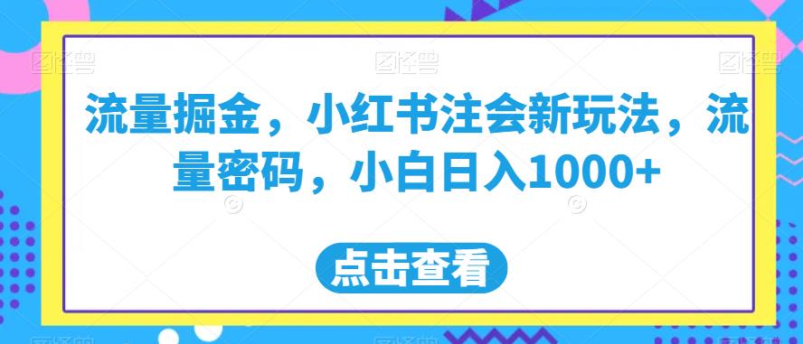 流量掘金，小红书注会新玩法，流量密码，小白日入1000+【揭秘】-锦年学吧