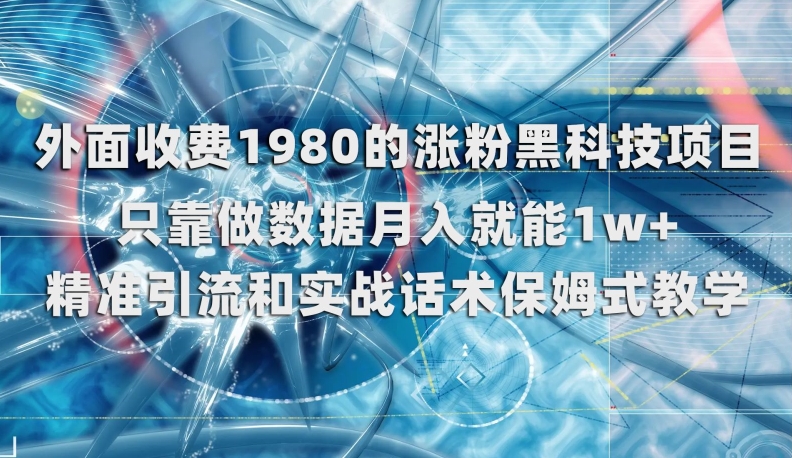 外面收费1980的涨粉黑科技项目，只靠做数据月入就能1w+【揭秘】-锦年学吧