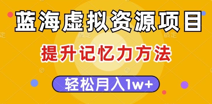 蓝海虚拟资源项目，提升记忆力方法，多种变现方式，轻松月入1w+【揭秘】-锦年学吧