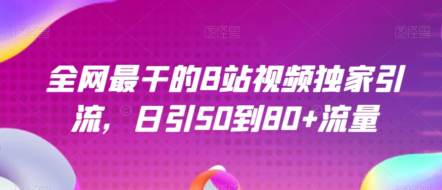 全网最干的B站视频独家引流，日引50到80+流量【揭秘】-锦年学吧