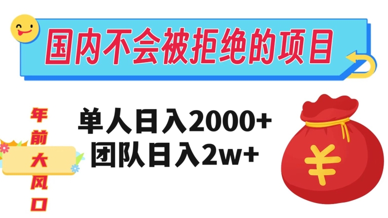 在国内不怕被拒绝的项目，单人日入2000，团队日入20000+【揭秘】-锦年学吧