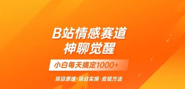 B站情感冷门蓝海赛道秒变现《神聊觉醒》一天轻松变现500+【揭秘】-锦年学吧