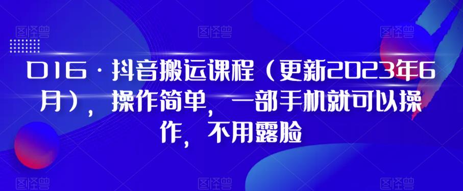 D1G·抖音搬运课程（更新2023年12月），操作简单，一部手机就可以操作，不用露脸-锦年学吧