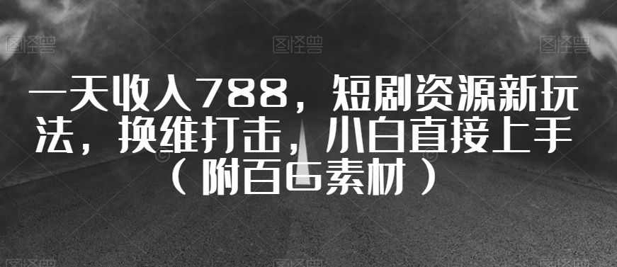 一天收入788，短剧资源新玩法，换维打击，小白直接上手（附百G素材）【揭秘】-锦年学吧