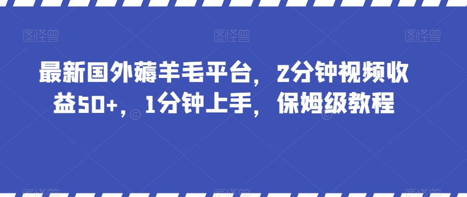 最新国外薅羊毛平台，2分钟视频收益50+，1分钟上手，保姆级教程【揭秘】-锦年学吧