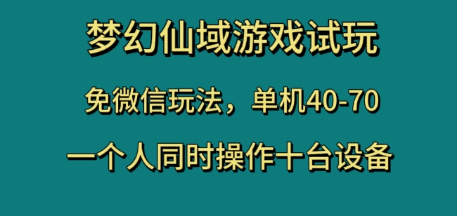 梦幻仙域游戏试玩，免微信玩法，单机40-70，一个人同时操作十台设备【揭秘】-锦年学吧