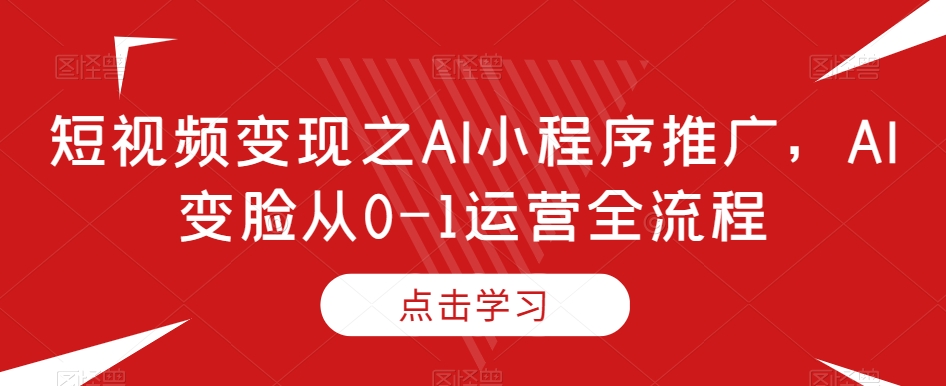 短视频变现之AI小程序推广，AI变脸从0-1运营全流程-锦年学吧