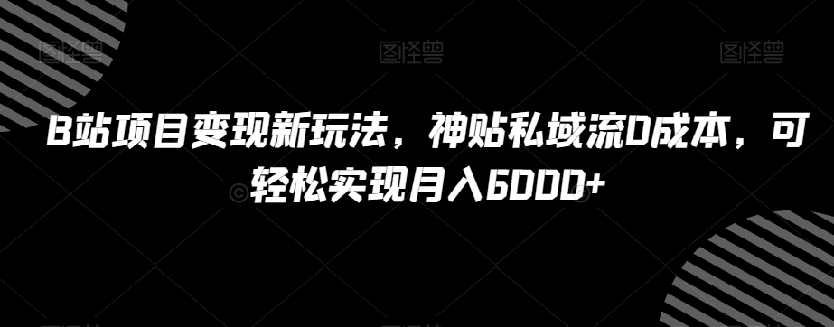 B站项目变现新玩法，神贴私域流0成本，可轻松实现月入6000+【揭秘】-锦年学吧