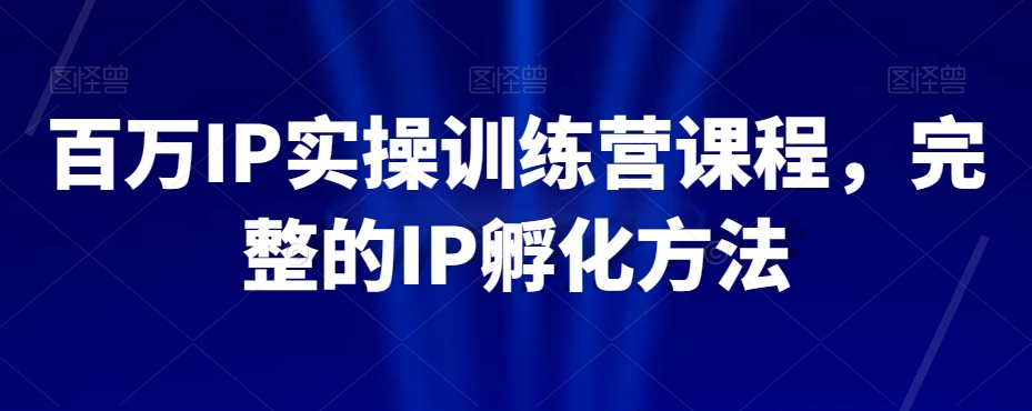 百万IP实操训练营课程，完整的IP孵化方法-锦年学吧