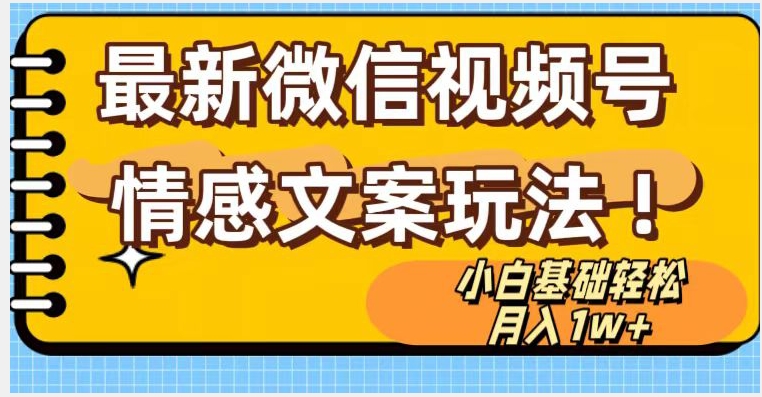 微信视频号情感文案最新玩法，小白轻松月入1万+无脑搬运【揭秘】-锦年学吧