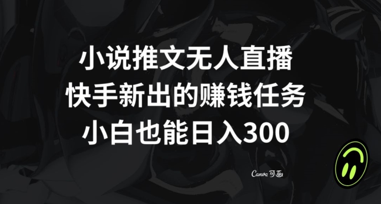 小说推文无人直播，快手新出的赚钱任务，小白也能日入300+【揭秘】-锦年学吧