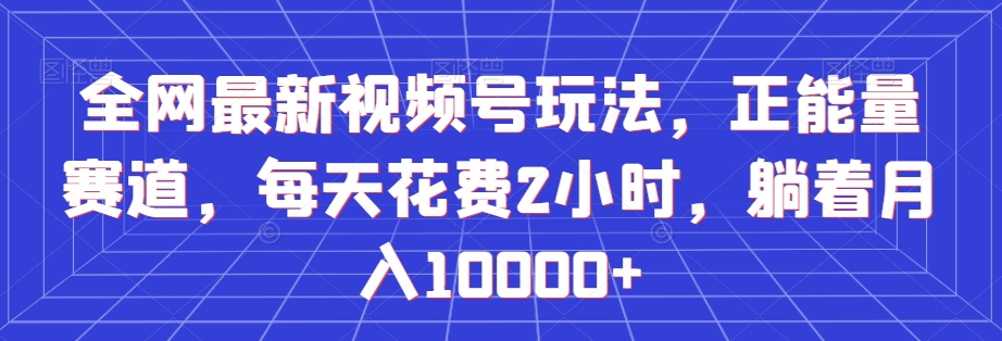 全网最新视频号玩法，正能量赛道，每天花费2小时，躺着月入10000+【揭秘】-锦年学吧