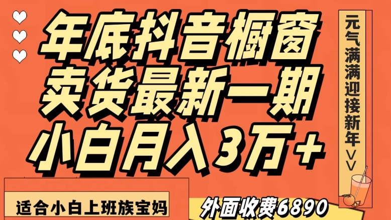 外面收费6890元年底抖音橱窗卖货最新一期，小白月入3万，适合小白上班族宝妈【揭秘】-锦年学吧