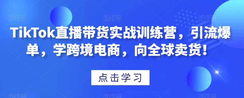 TikTok直播带货实战训练营，引流爆单，学跨境电商，向全球卖货！-锦年学吧