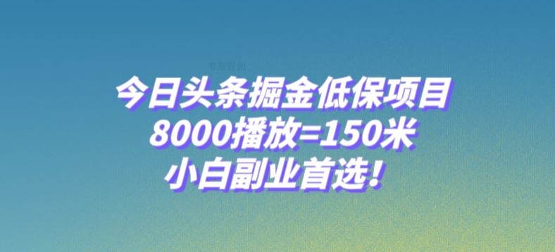 今日头条掘金低保项目，8000播放=150米，小白副业首选【揭秘】-锦年学吧