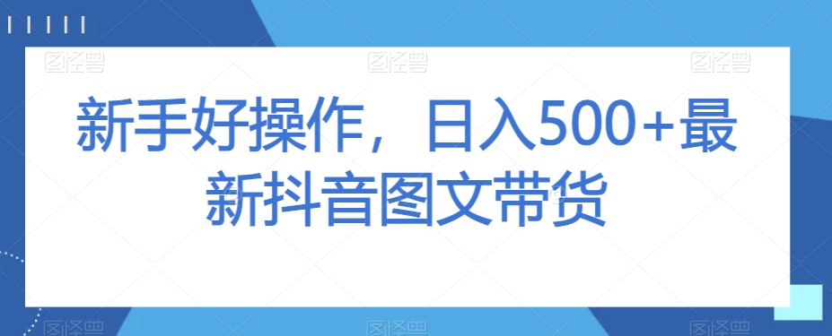 新手好操作，日入500+最新抖音图文带货【揭秘】-锦年学吧