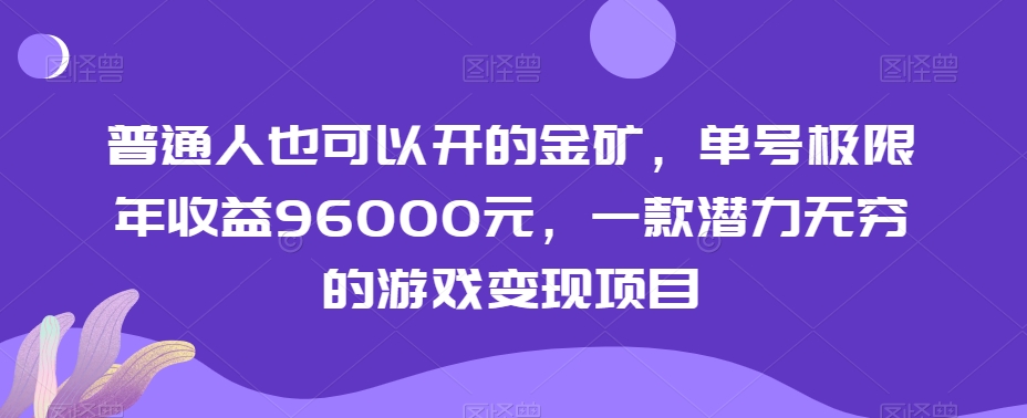 普通人也可以开的金矿，单号极限年收益96000元，一款潜力无穷的游戏变现项目【揭秘】-锦年学吧