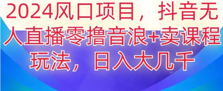 2024风口项目，抖音无人主播撸音浪+卖课程玩法，日入大几千【揭秘】-锦年学吧