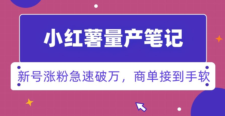 小红书量产笔记，一分种一条笔记，新号涨粉急速破万，新黑马赛道，商单接到手软【揭秘】-锦年学吧