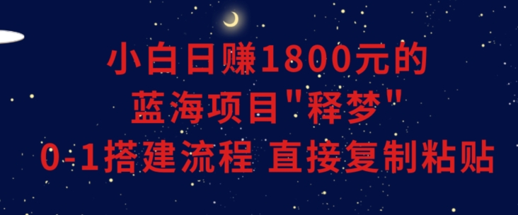 小白能日赚1800元的蓝海项目”释梦”0-1搭建流程可直接复制粘贴长期做【揭秘】-锦年学吧