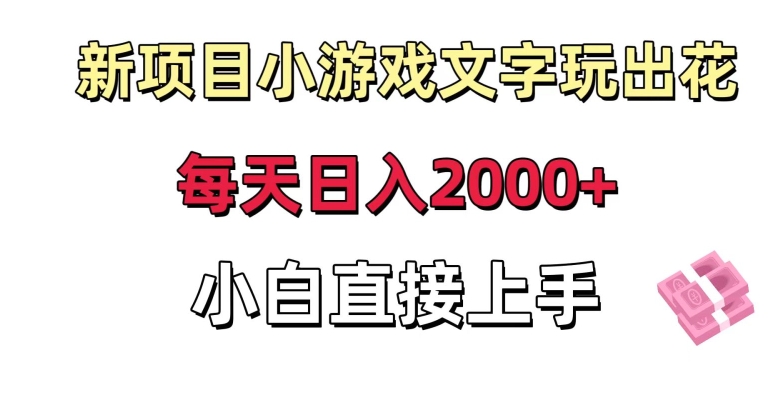 新项目小游戏文字玩出花日入2000+，每天只需一小时，小白直接上手【揭秘】-锦年学吧