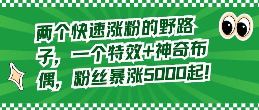 两个快速涨粉的野路子，一个特效+神奇布偶，粉丝暴涨5000起【揭秘】-锦年学吧