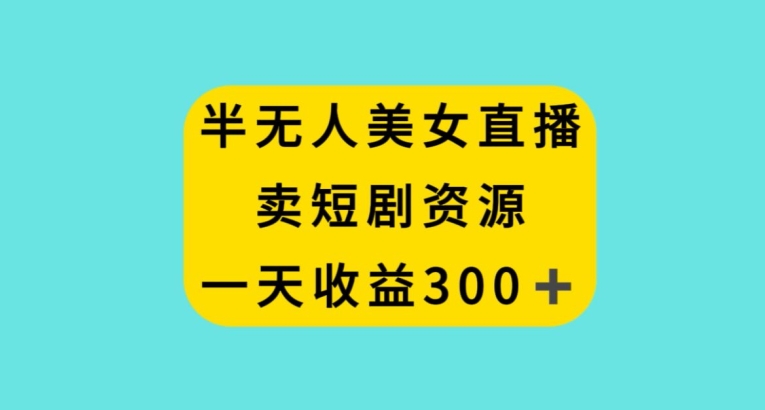 半无人美女直播，卖短剧资源，一天收益300+【揭秘】-锦年学吧