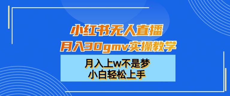 小红书无人直播月入30gmv实操教学，月入上w不是梦，小白轻松上手【揭秘】-锦年学吧