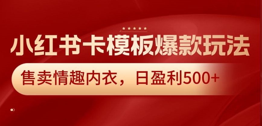 小红书卡模板爆款玩法，售卖情趣内衣，日盈利500+【揭秘】-锦年学吧