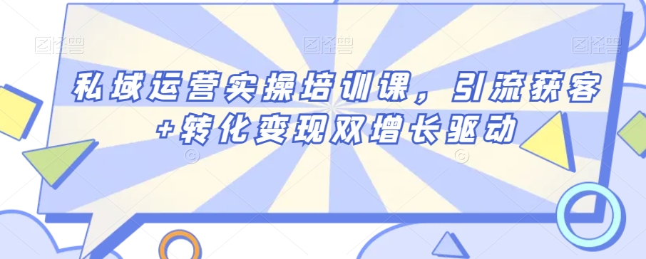 私域运营实操培训课，引流获客+转化变现双增长驱动-锦年学吧