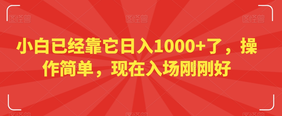 小白已经靠它日入1000+了，操作简单，现在入场刚刚好【揭秘】-锦年学吧