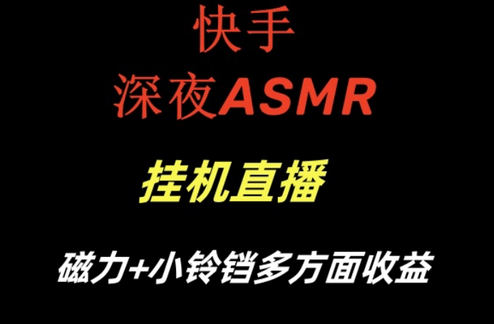 快手深夜ASMR挂机直播，磁力+小铃铛收益（附带工具和5G素材）【揭秘】-锦年学吧