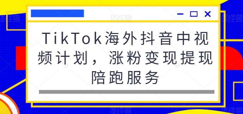 TikTok海外抖音中视频计划，涨粉变现提现陪跑服务-锦年学吧