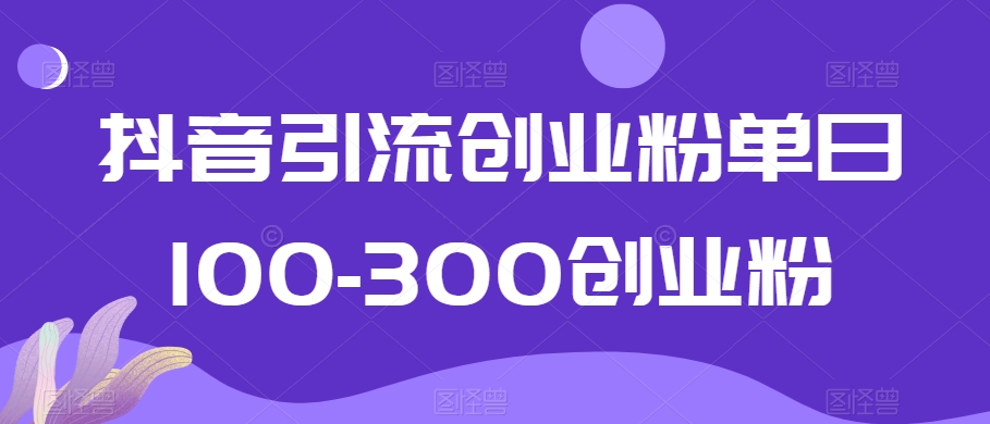 抖音引流创业粉单日100-300创业粉【揭秘】-锦年学吧