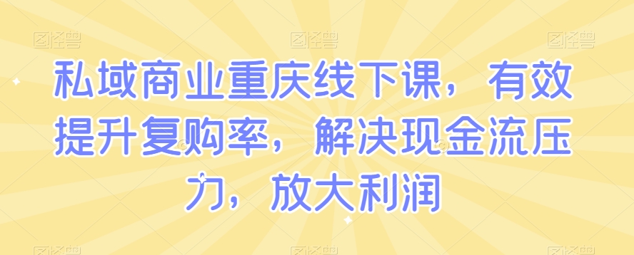 私域商业重庆线下课，有效提升复购率，解决现金流压力，放大利润-锦年学吧