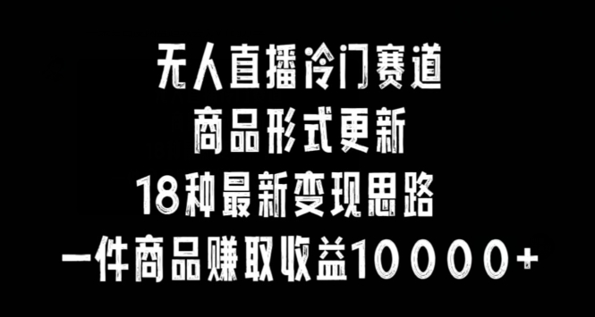 无人直播冷门赛道，商品形式更新，18种变现思路，一件商品赚取收益10000+【揭秘】-锦年学吧