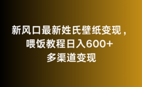 新风口最新姓氏壁纸变现，喂饭教程日入600+【揭秘】-锦年学吧