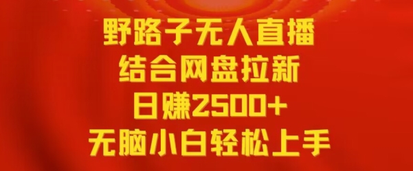 野路子无人直播结合网盘拉新，日赚2500+，小白无脑轻松上手【揭秘】-锦年学吧