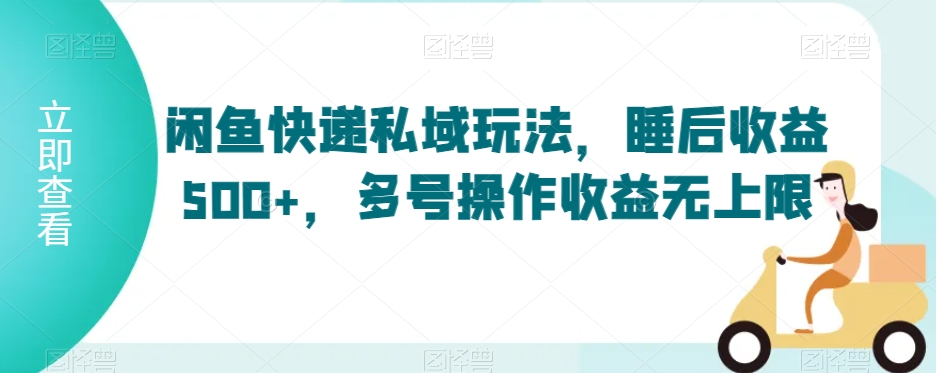 闲鱼快递私域玩法，睡后收益500+，多号操作收益无上限【揭秘】-锦年学吧