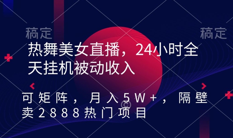 热舞美女直播，24小时全天挂机被动收入，可矩阵，月入5W+，隔壁卖2888热门项目【揭秘】-锦年学吧